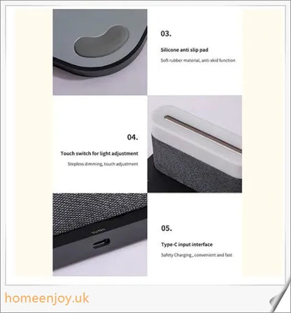 3-in-1 Wireless Charger Alarm Clock and Adjustable Night Light with Sleek Black or White Design, Perfect for Bedside Table in UK Homes