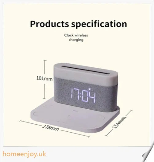 3-in-1 Wireless Charger Alarm Clock and Adjustable Night Light with Sleek Black or White Design, Perfect for Bedside Table in UK Homes