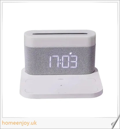 3-in-1 Wireless Charger Alarm Clock and Adjustable Night Light with Sleek Black or White Design, Perfect for Bedside Table in UK Homes