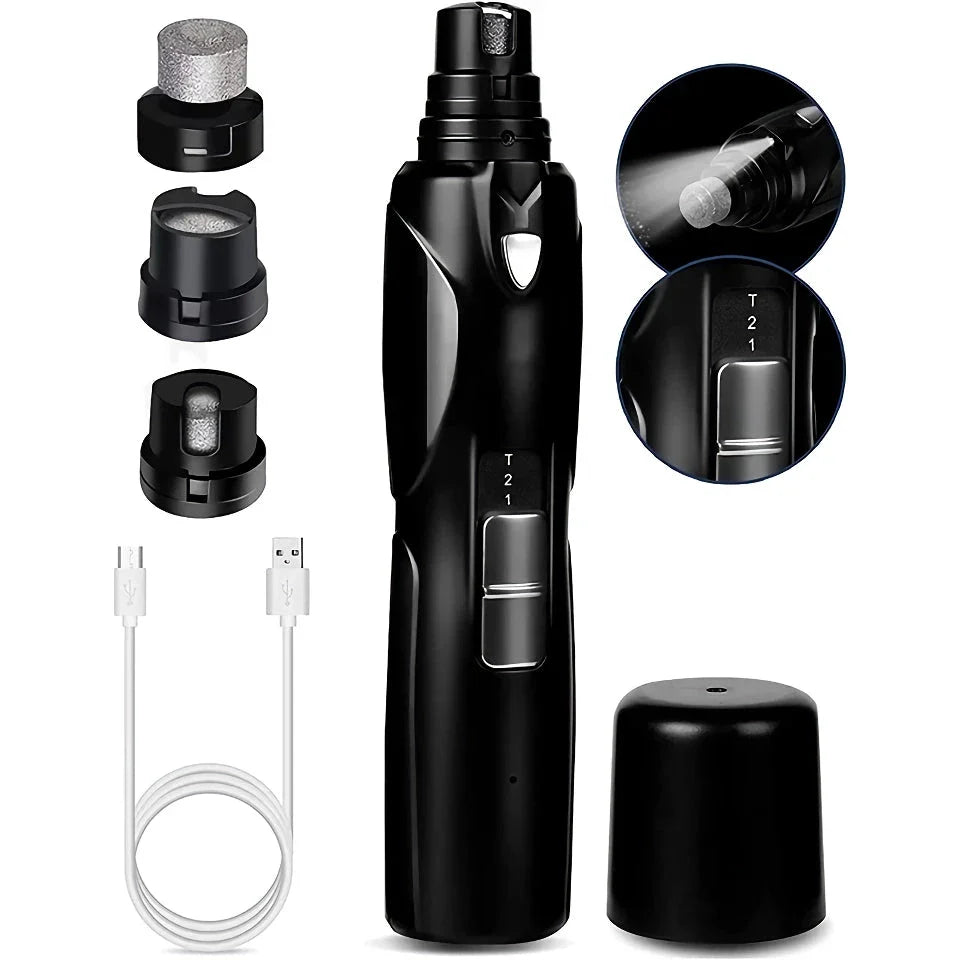 Powerful LED Pet Nail Grinder with bright illumination and adjustable settings for stress-free grooming of dogs of all breeds.