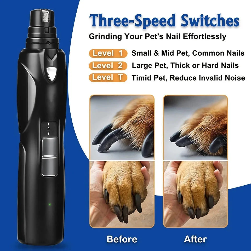 Powerful LED Pet Nail Grinder with bright illumination and adjustable settings for stress-free grooming of dogs of all breeds.