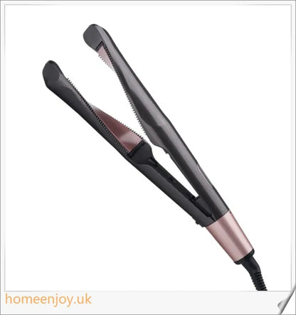 A sleek and versatile 2-in-1 hair straightening and curling iron with adjustable temperature settings