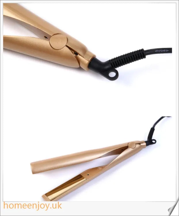 A sleek and versatile 2-in-1 hair straightening and curling iron with adjustable temperature settings