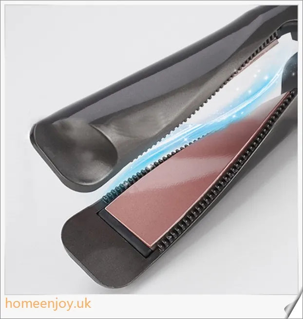 A sleek and versatile 2-in-1 hair straightening and curling iron with adjustable temperature settings