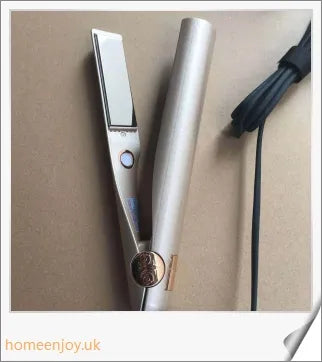 A sleek and versatile 2-in-1 hair straightening and curling iron with adjustable temperature settings