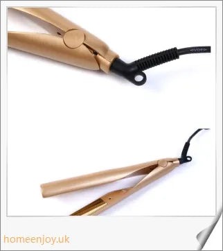 A sleek and versatile 2-in-1 hair straightening and curling iron with adjustable temperature settings