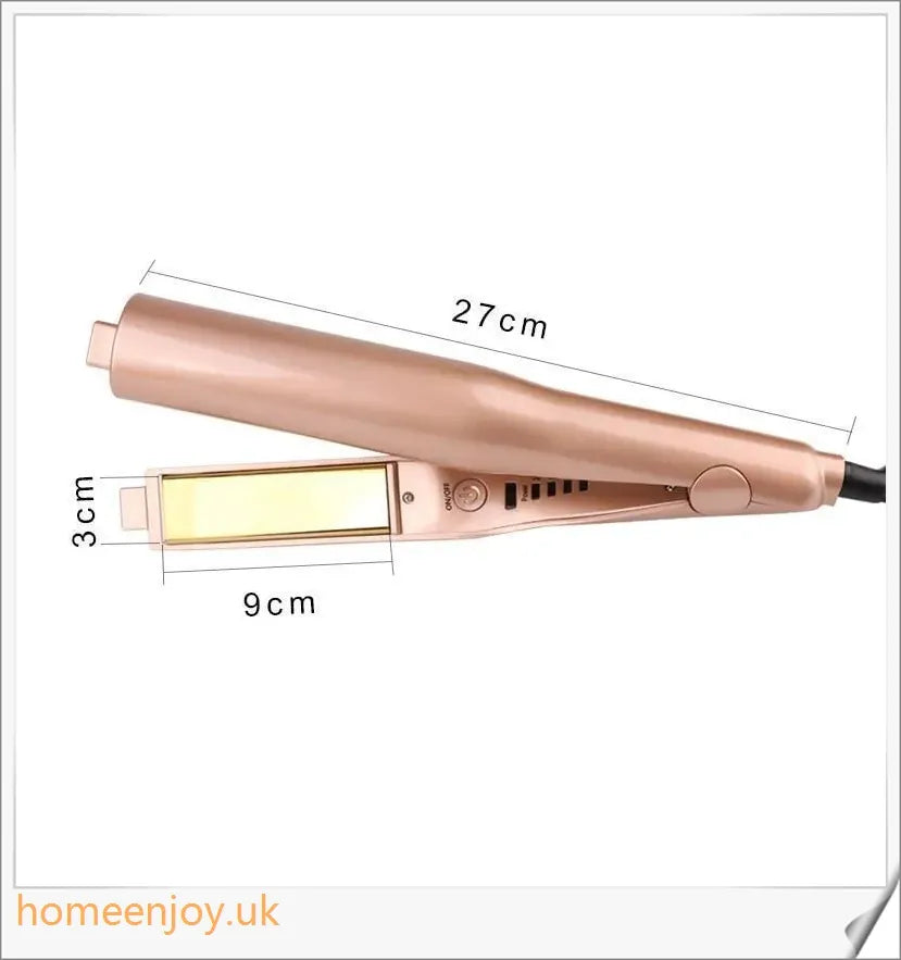 A sleek and versatile 2-in-1 hair straightening and curling iron with adjustable temperature settings