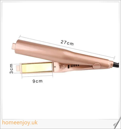 A sleek and versatile 2-in-1 hair straightening and curling iron with adjustable temperature settings