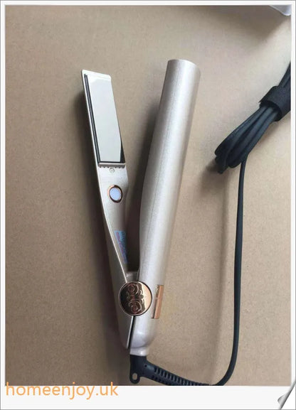A sleek and versatile 2-in-1 hair straightening and curling iron with adjustable temperature settings