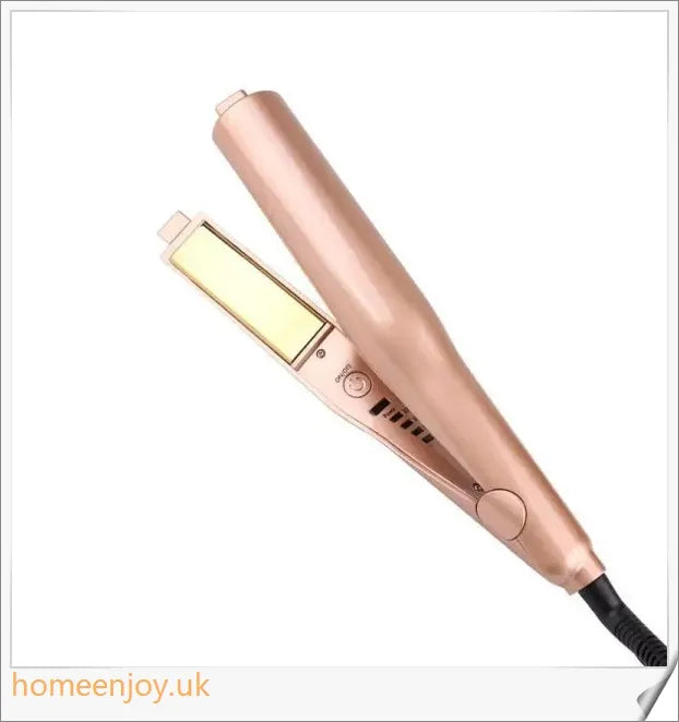 A sleek and versatile 2-in-1 hair straightening and curling iron with adjustable temperature settings