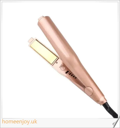 A sleek and versatile 2-in-1 hair straightening and curling iron with adjustable temperature settings