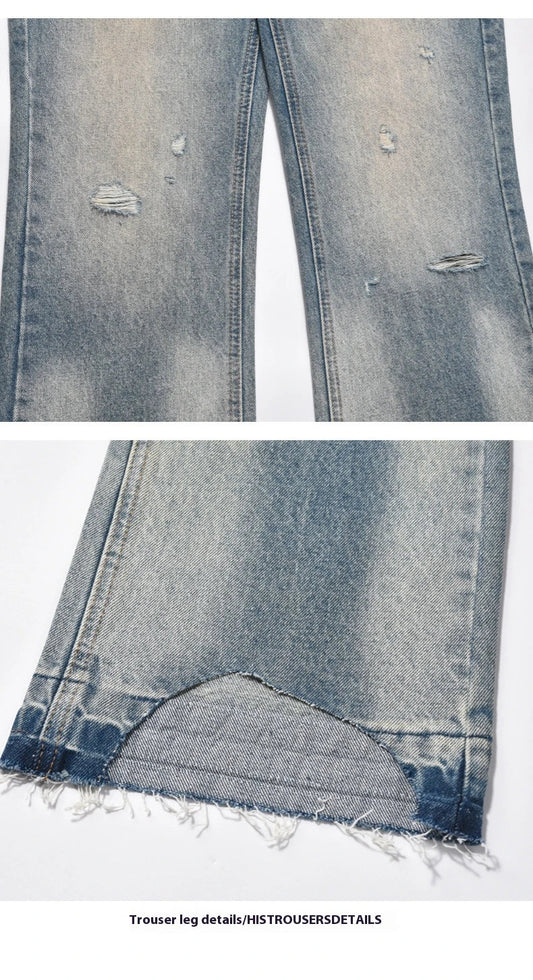 Loose, straight-leg jeans in a light blue, washed-out vintage style for men