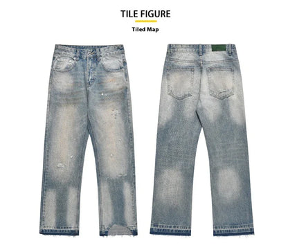 Loose, straight-leg jeans in a light blue, washed-out vintage style for men