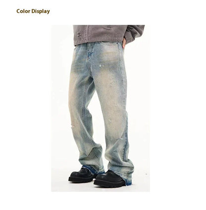 Loose, straight-leg jeans in a light blue, washed-out vintage style for men