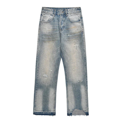 Loose, straight-leg jeans in a light blue, washed-out vintage style for men