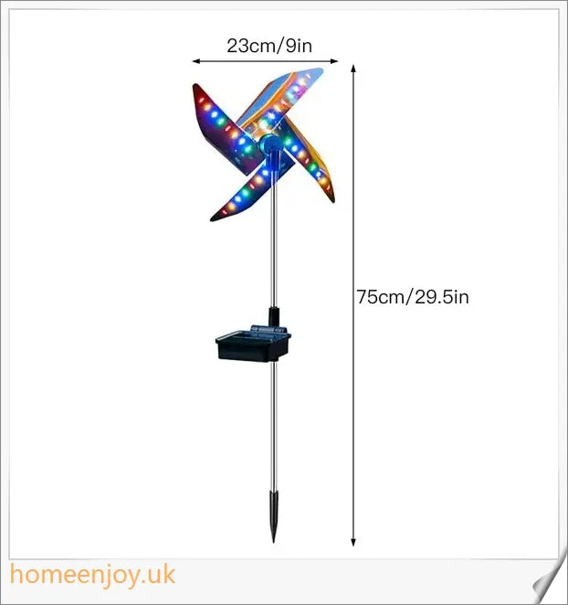 Decorative solar-powered windmill light with RGB changing lights for outdoor garden use