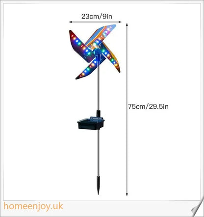 Decorative solar-powered windmill light with RGB changing lights for outdoor garden use