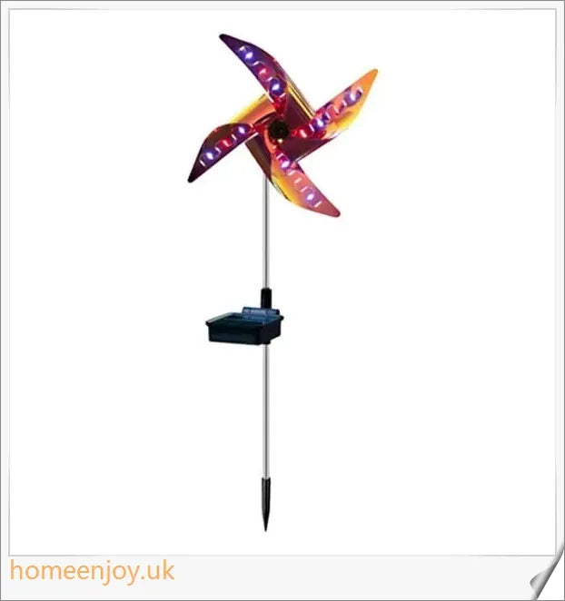 Decorative solar-powered windmill light with RGB changing lights for outdoor garden use
