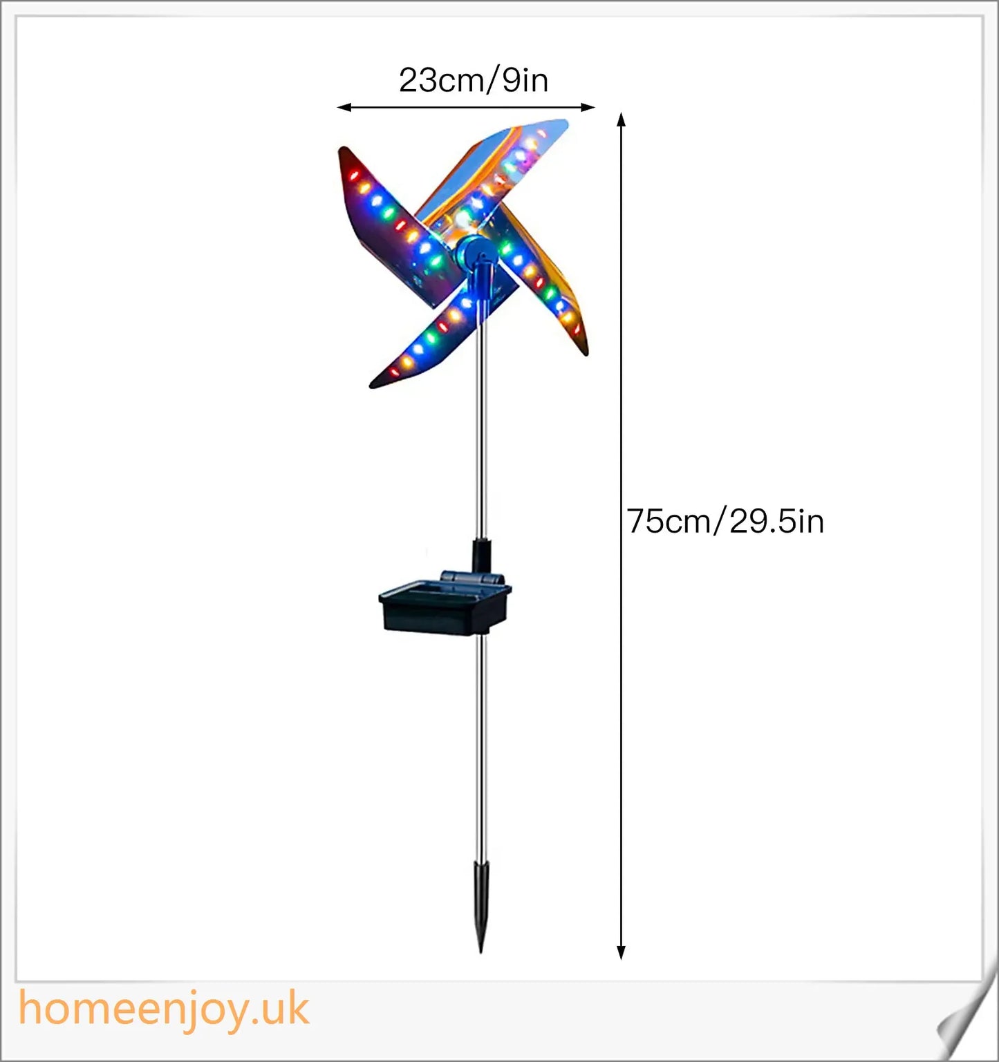 Decorative solar-powered windmill light with RGB changing lights for outdoor garden use