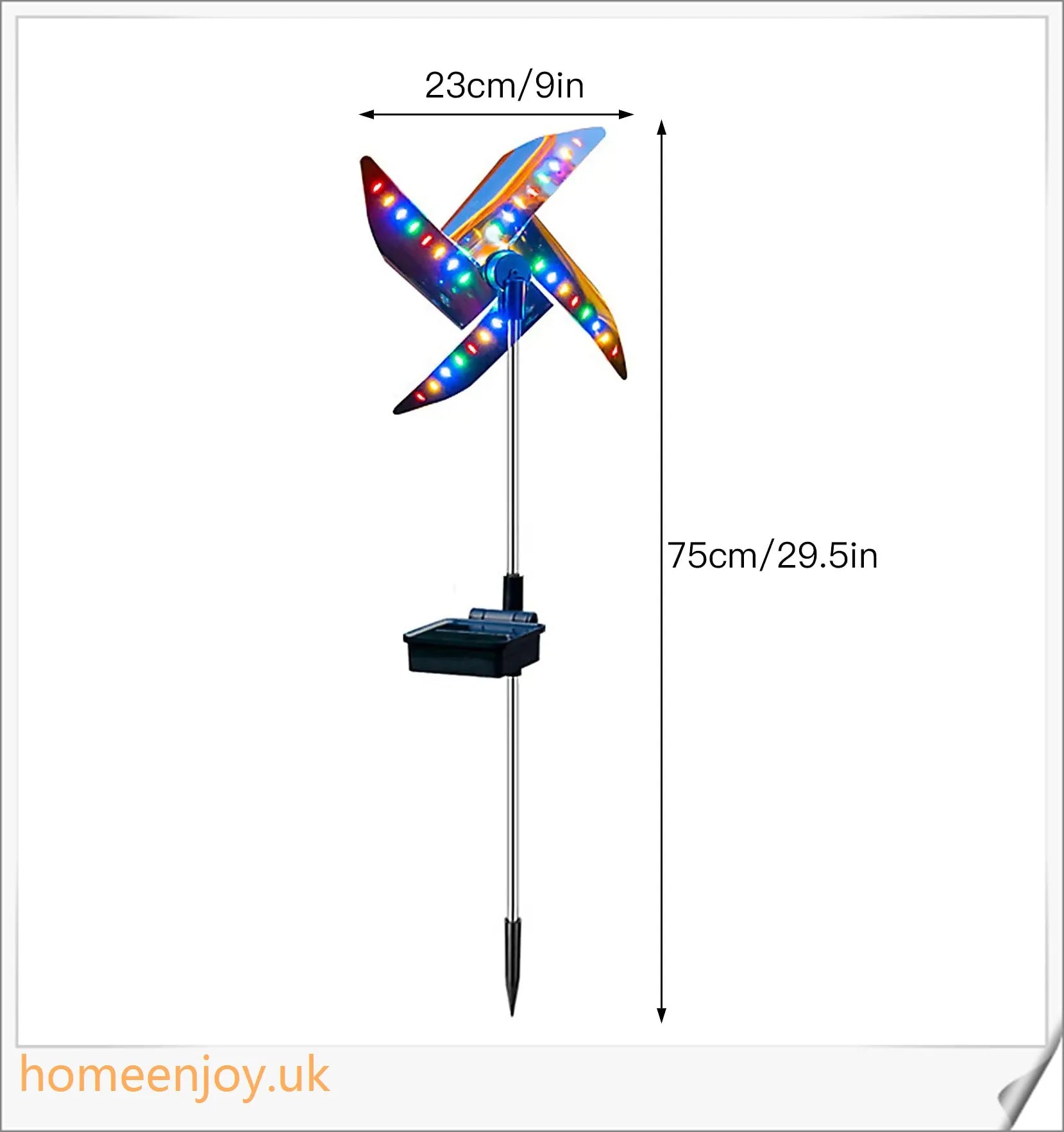 Decorative solar-powered windmill light with RGB changing lights for outdoor garden use