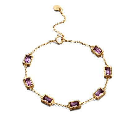 Captivating Dream Come True Faceted Natural Crystal Bracelet in silver-tone metal with mesmerising amethyst crystals