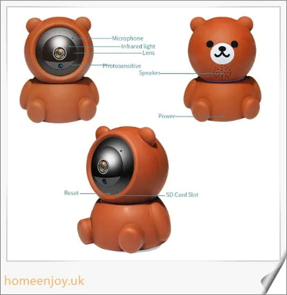 Bear Camera1080P Wifi IP Camera with Auto Tracking, IR Night Vision, and Home Security Features