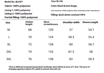 Fashionable and functional 90% white duck down casual coat with windproof and cold-resistant properties