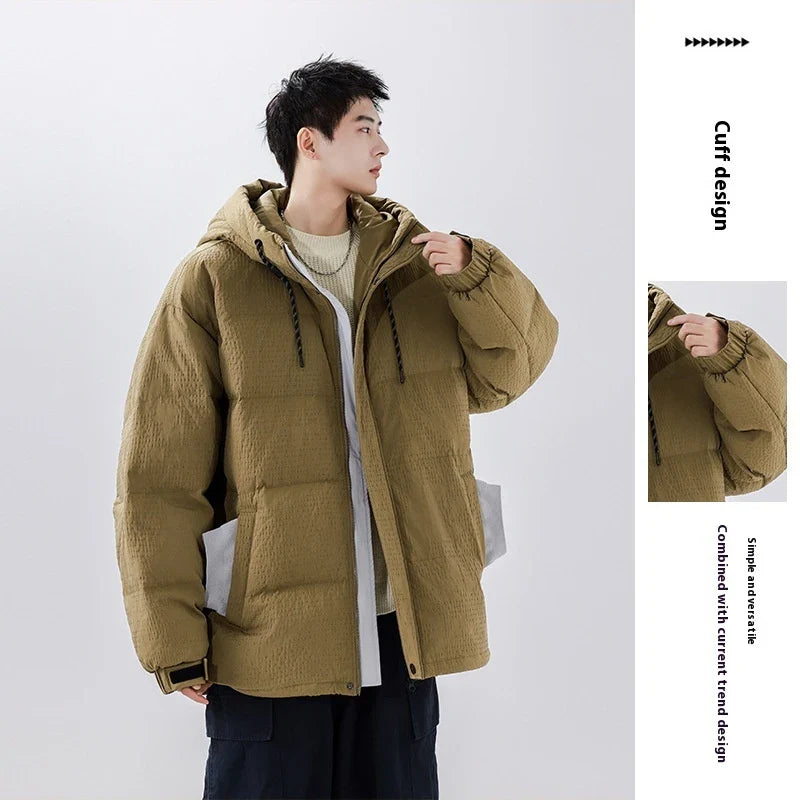 Fashionable and functional 90% white duck down casual coat with windproof and cold-resistant properties