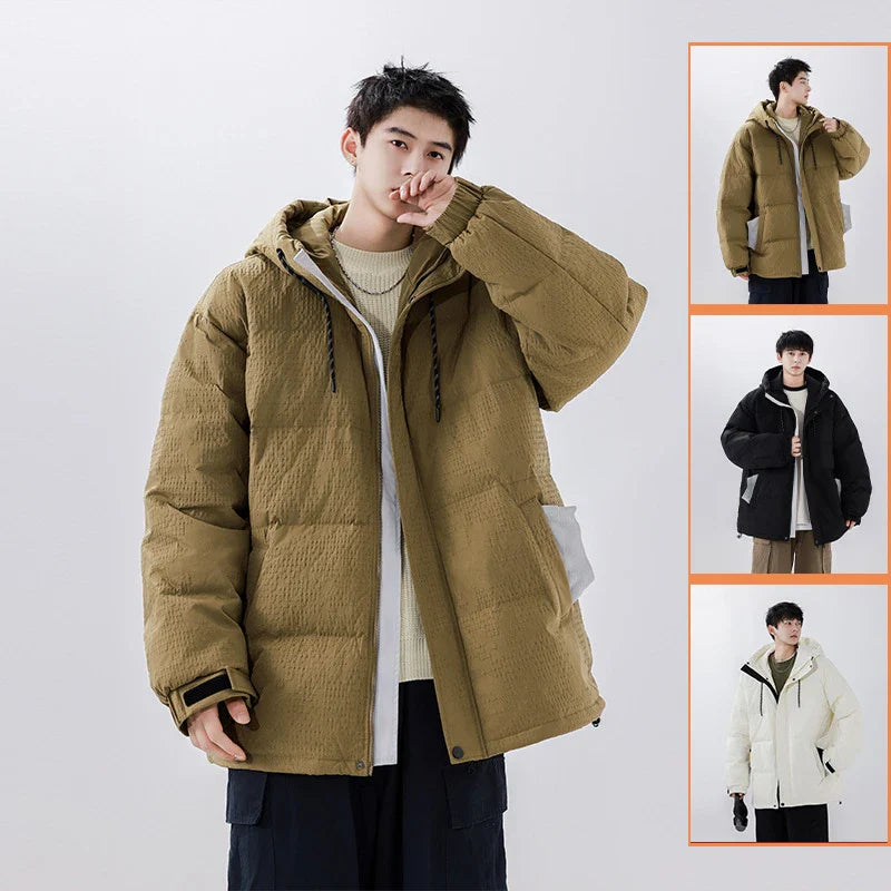 Fashionable and functional 90% white duck down casual coat with windproof and cold-resistant properties