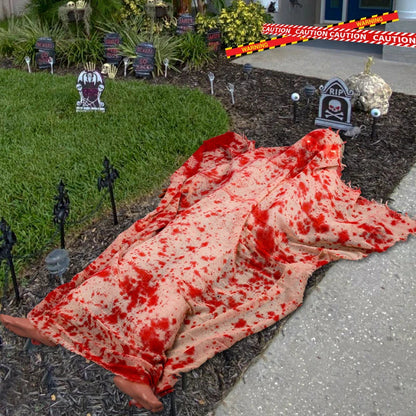 Halloween horror voice-activated corpse blood cloth with glowing hair layout props