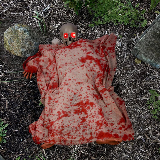 Halloween horror voice-activated corpse blood cloth with glowing hair layout props