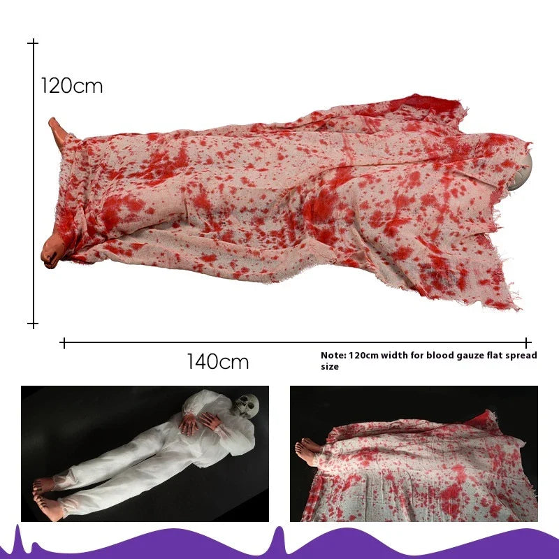 Halloween horror voice-activated corpse blood cloth with glowing hair layout props