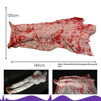 Halloween horror voice-activated corpse blood cloth with glowing hair layout props
