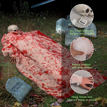 Halloween horror voice-activated corpse blood cloth with glowing hair layout props