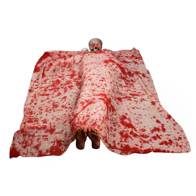 Halloween horror voice-activated corpse blood cloth with glowing hair layout props