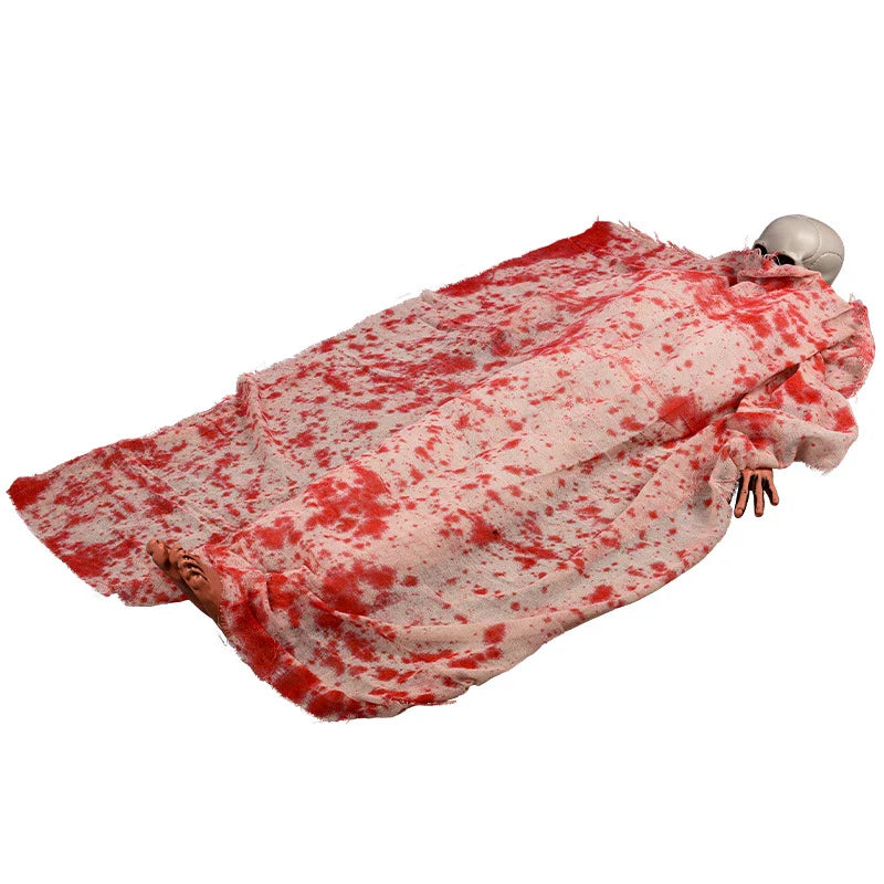 Halloween horror voice-activated corpse blood cloth with glowing hair layout props