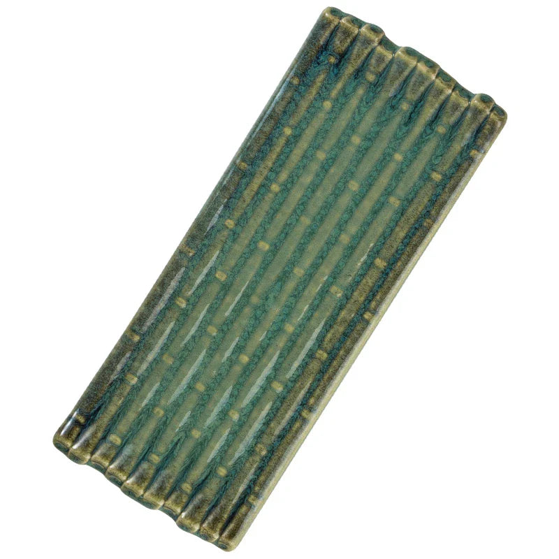 A rectangular ceramic plate with a beautiful kiln-baked blue finish, perfect for serving pizzas, cheese boards, and more.