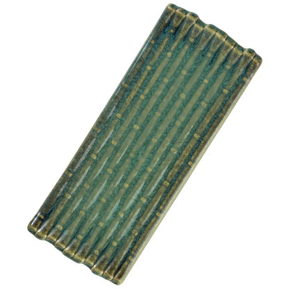 A rectangular ceramic plate with a beautiful kiln-baked blue finish, perfect for serving pizzas, cheese boards, and more.
