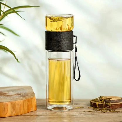 Creative Insulated Glass Water Bottle with Tea Infuser - Premium Drinkware for Stylish Hydration