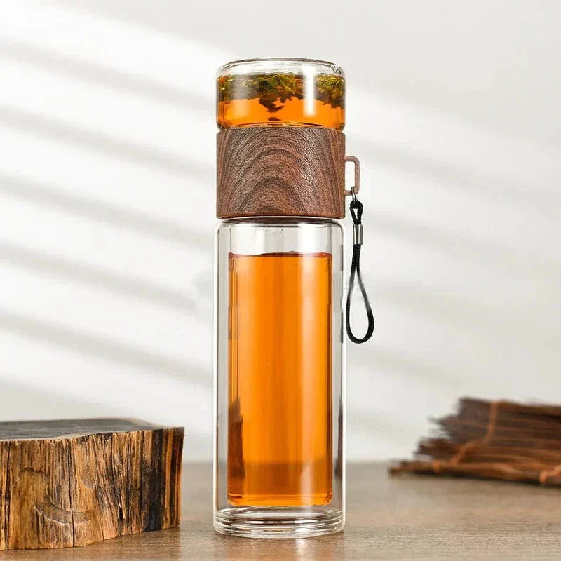 Creative Insulated Glass Water Bottle with Tea Infuser - Premium Drinkware for Stylish Hydration