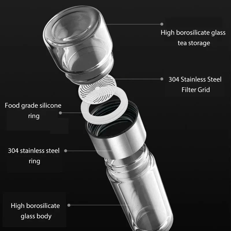 Creative Insulated Glass Water Bottle with Tea Infuser - Premium Drinkware for Stylish Hydration