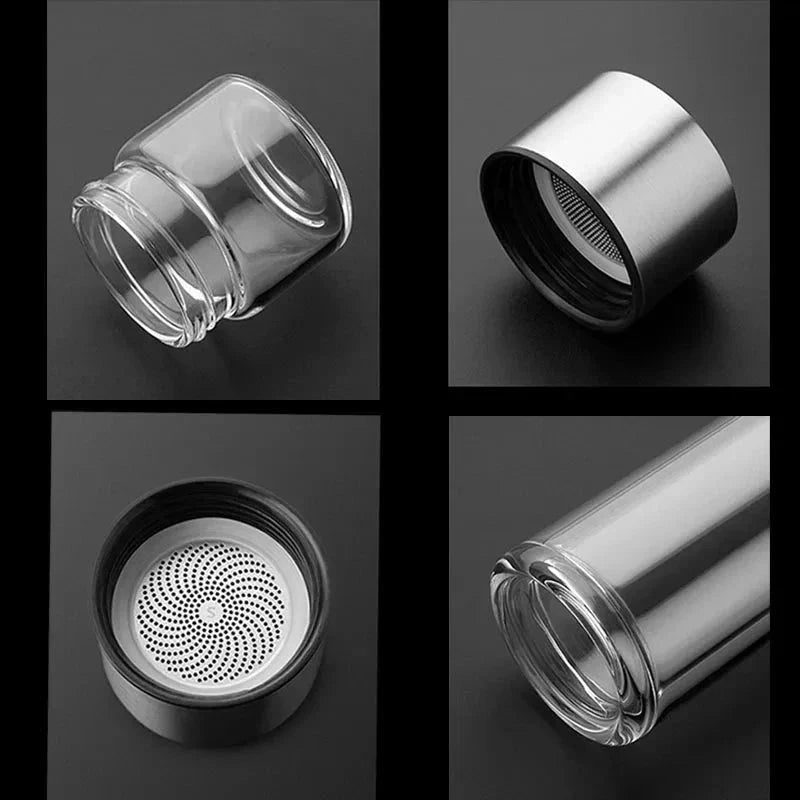 Creative Insulated Glass Water Bottle with Tea Infuser - Premium Drinkware for Stylish Hydration