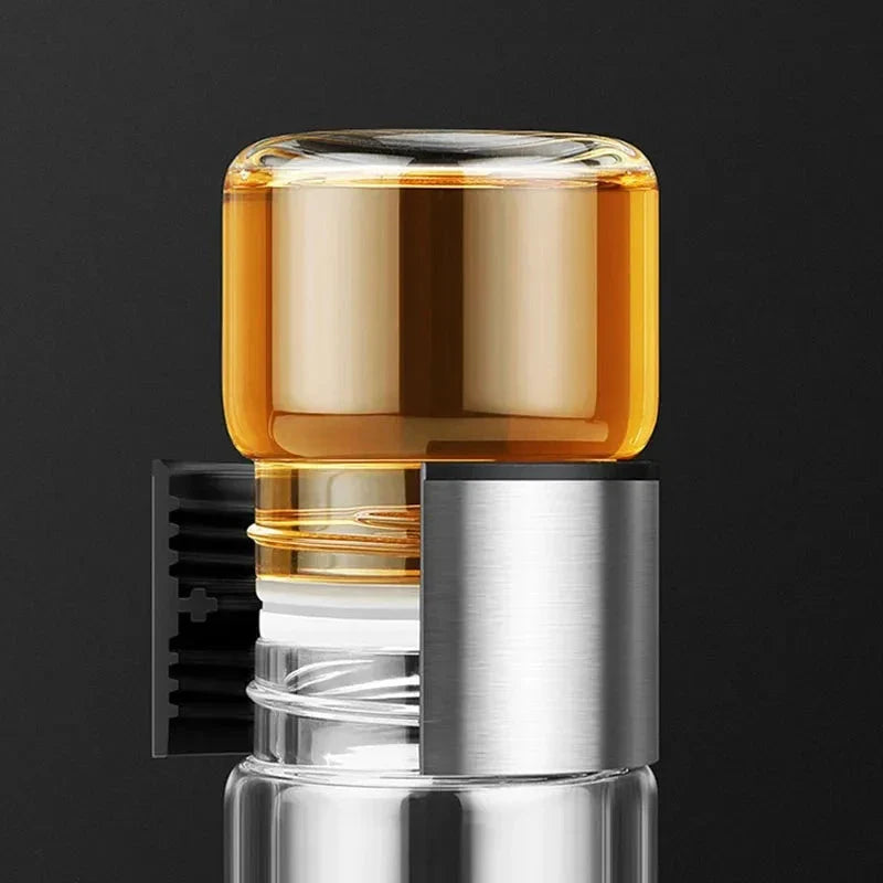 Creative Insulated Glass Water Bottle with Tea Infuser - Premium Drinkware for Stylish Hydration