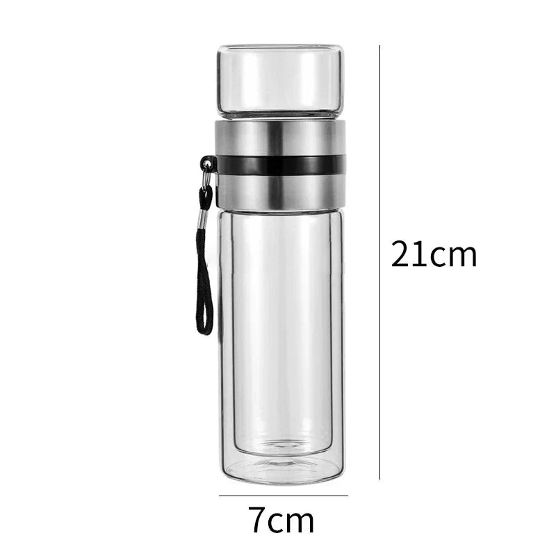 Creative Insulated Glass Water Bottle with Tea Infuser - Premium Drinkware for Stylish Hydration