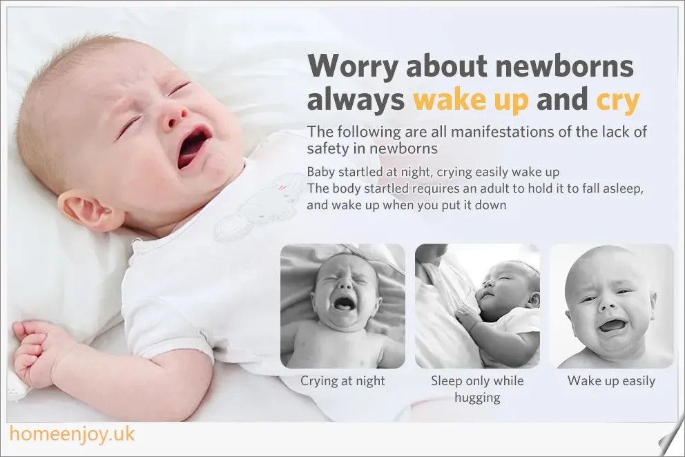 A cozy, snug baby swaddle with soft cotton fabric and velcro closures to provide comfort and security for newborns.
