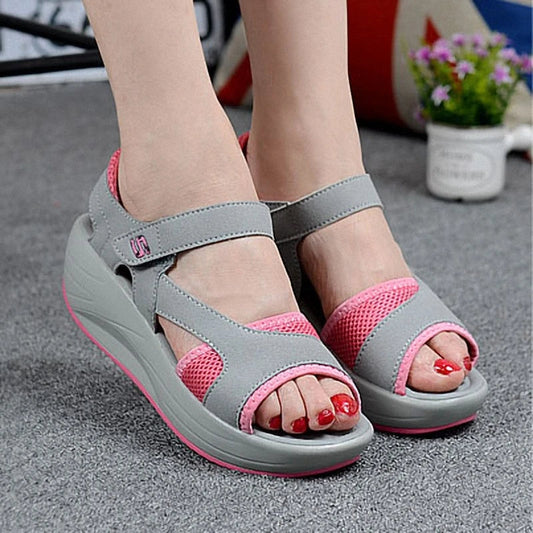 Breathable mesh fish mouth sandals in rosered colour, featuring a lightweight, non-slip sole for ultimate comfort and style.
