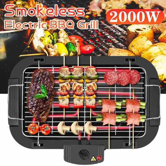 European Standard Spot Household Smokeless Electric Barbecue Grill with sleek black design and adjustable temperature control