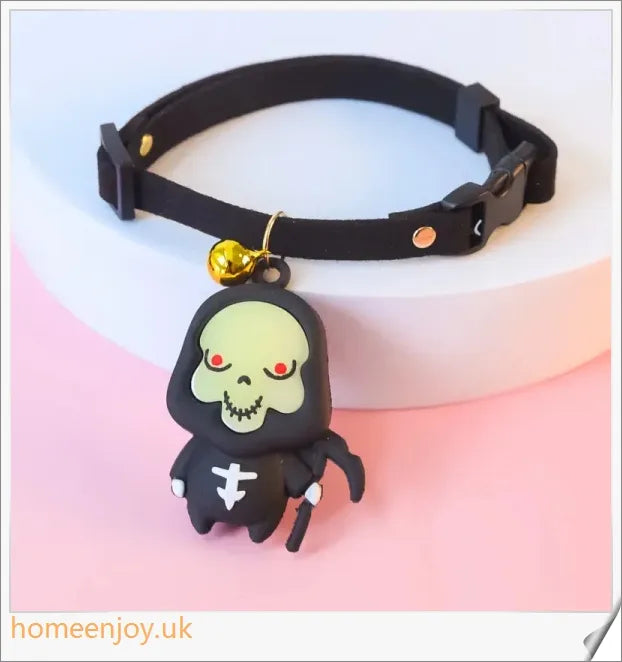Collaween Halloween Pet Collar Adornment with luminous skeleton and pumpkin designs