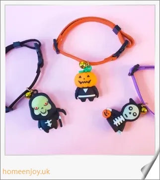 Collaween Halloween Pet Collar Adornment with luminous skeleton and pumpkin designs