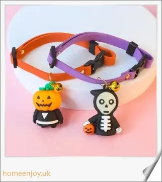 Collaween Halloween Pet Collar Adornment with luminous skeleton and pumpkin designs